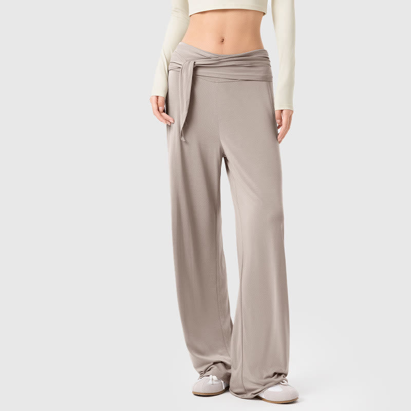 Pantalon de sport respirant à lacets pour femme Buddha Stones, jambes larges - Blanc antique - US12，UK/AU16，EU44 (XL) - image 14