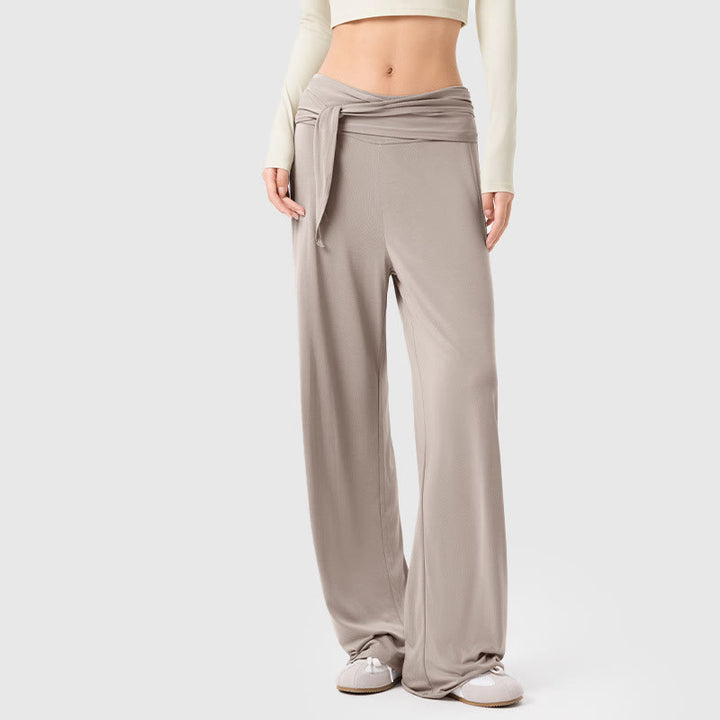 Pantalon de sport respirant à lacets pour femme Buddha Stones, jambes larges - Blanc antique - US12，UK/AU16，EU44 (XL) - image 14