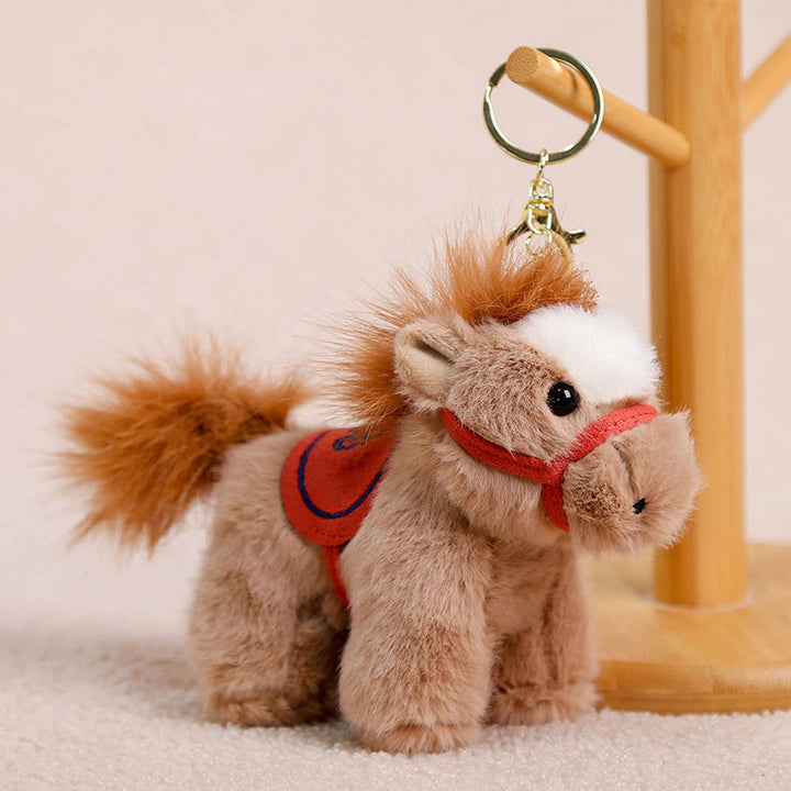 Buddha Stones Année du Cheval Décoration suspendue en peluche poney unie et mignonne Couleur unie Pierres de Bouddha - Boucle de cheval couleur fauve - image 4