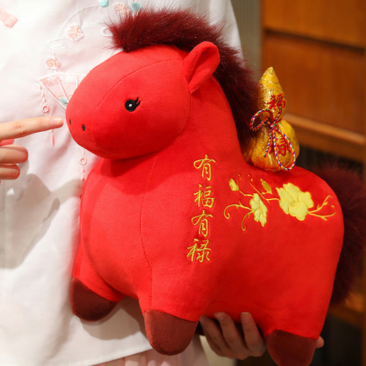 Buddha Stones Peluche Gourde Année du Cheval, Décoration de Bureau Fortune et Prospérité - image 1