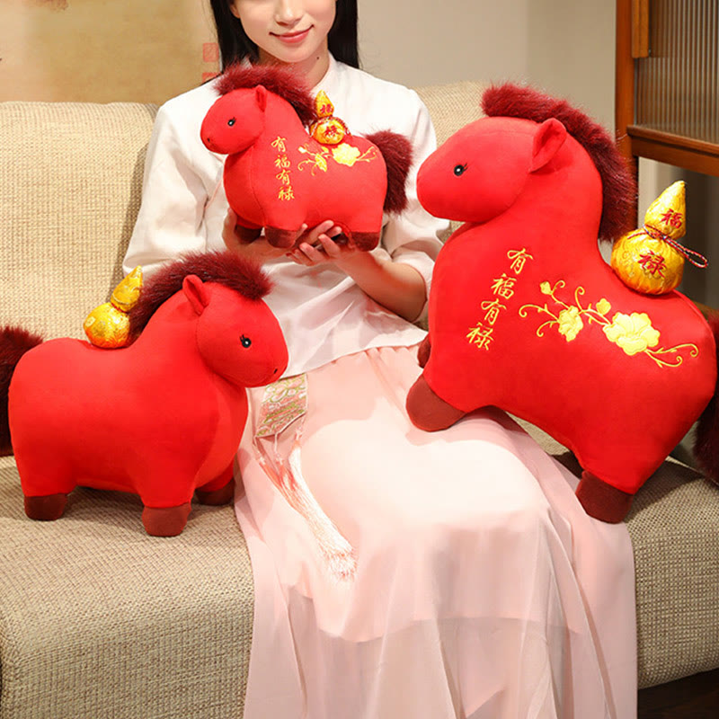 Buddha Stones Peluche Gourde Année du Cheval, Décoration de Bureau Fortune et Prospérité - image 9