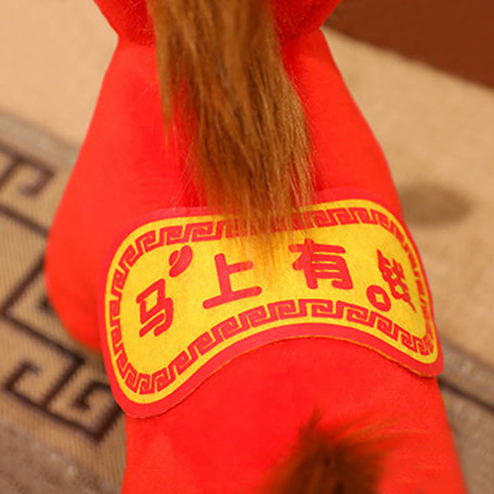 Buddha Stones Peluche Cheval Rouge Debout Année du Cheval - Symbole de richesse et de prospérité - Décoration pour la maison - image 3