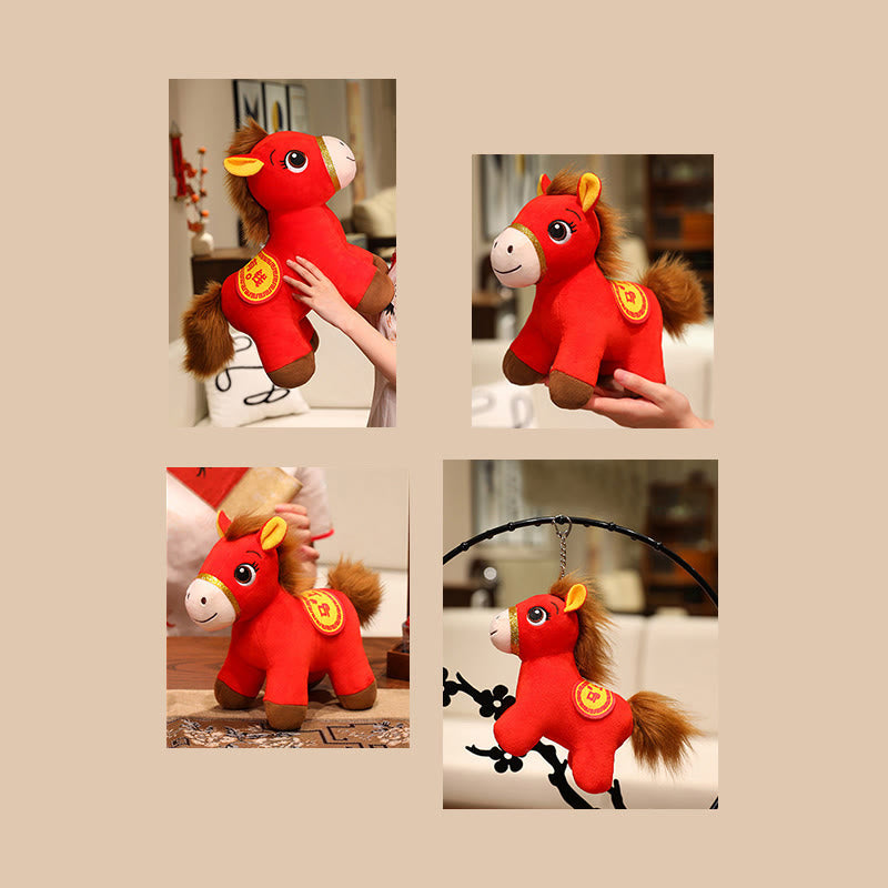 Buddha Stones Peluche Cheval Rouge Debout Année du Cheval - Symbole de richesse et de prospérité - Décoration pour la maison - image 12
