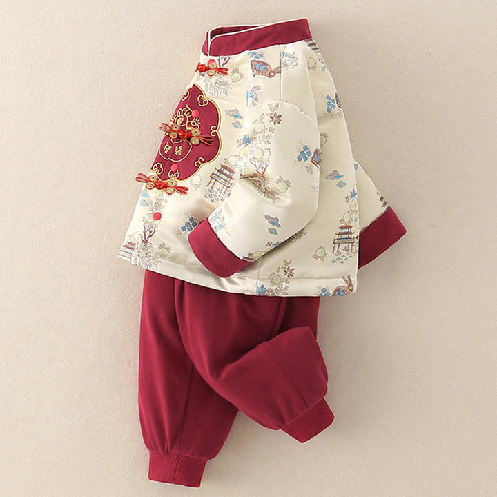 Ensemble de 2 pièces pour bébé garçon, motif lapin pêche et Buddha Stones , en coton, manches longues, pantalon à taille élastique et poches. - image 3