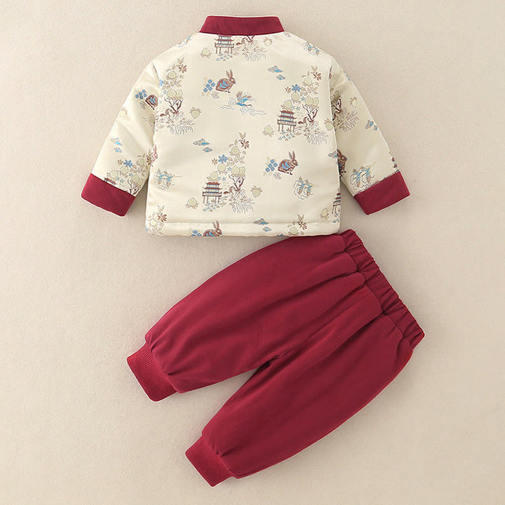 Ensemble de 2 pièces pour bébé garçon, motif lapin pêche et Buddha Stones , en coton, manches longues, pantalon à taille élastique et poches. - image 5