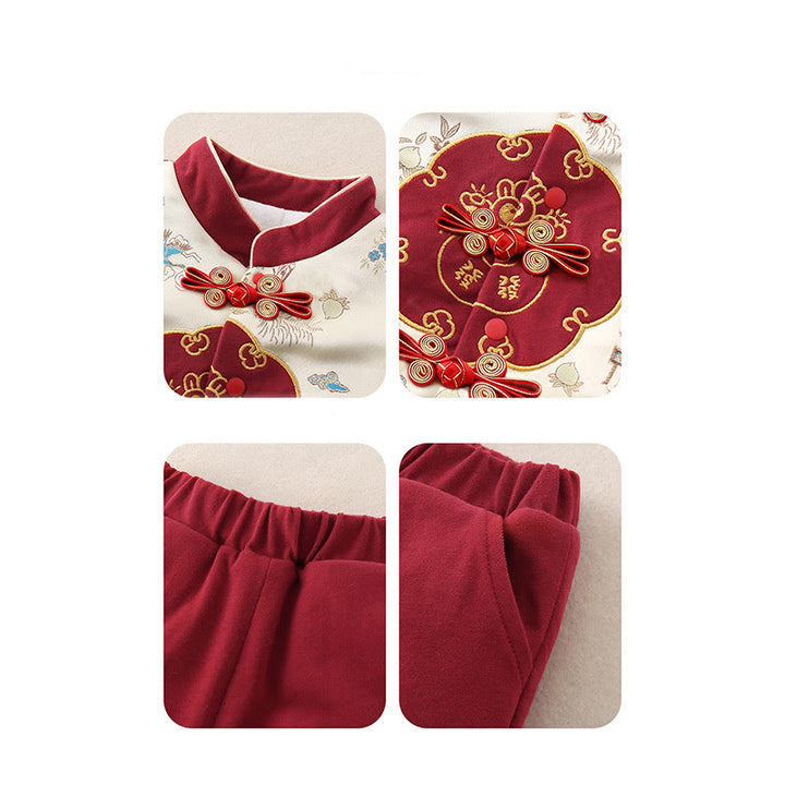 Ensemble de 2 pièces pour bébé garçon, motif lapin pêche et Buddha Stones , en coton, manches longues, pantalon à taille élastique et poches. - image 19