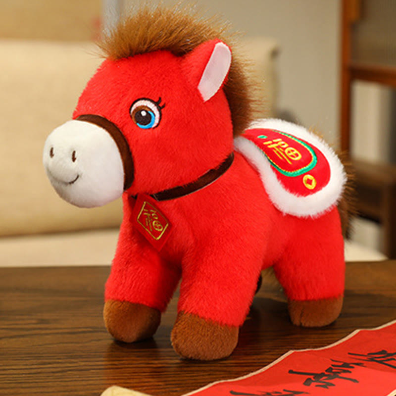 Buddha Stones Peluche Cheval de l'Année du Cheval, symbole de prospérité et de chance, décoration pour la maison - Cheval de personnage Fu - 32 cm (mesuré de l'oreille au pied) - image 1