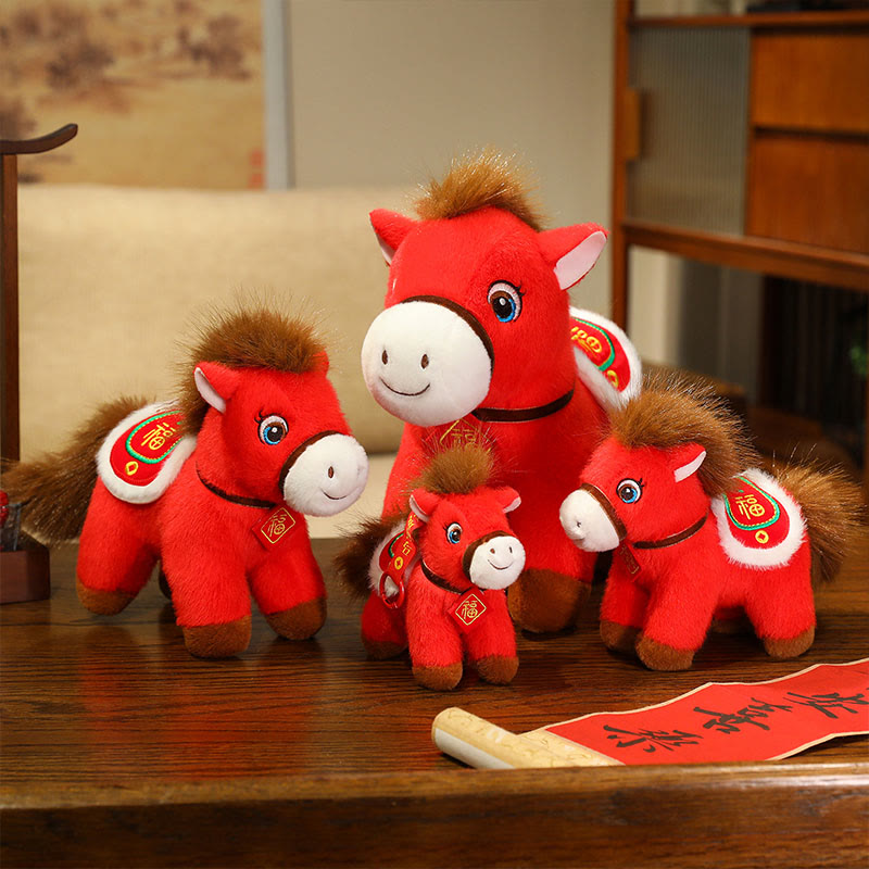 Buddha Stones Peluche Cheval de l'Année du Cheval, symbole de prospérité et de chance, décoration pour la maison - image 0