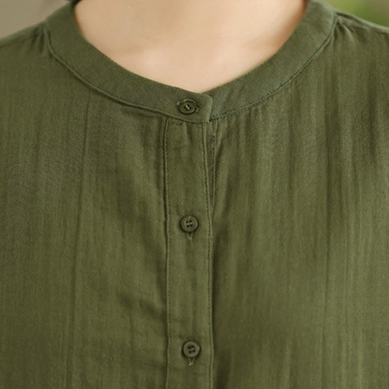 Chemise à manches longues pour femme, ornée de broderies de Buddha Stones, de figures humaines et de motifs de chiens, col rond et boutons. - image 28