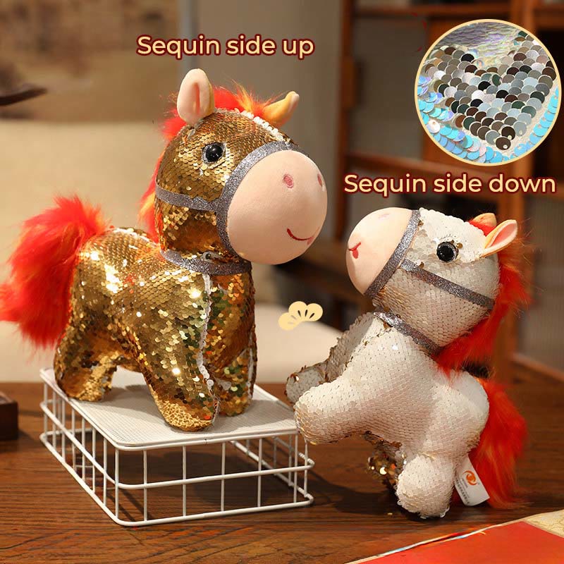 Buddha Stones Année du Cheval Peluche Poney à Paillettes Décoration Intérieure - image 15