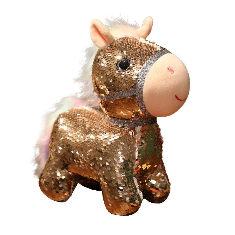 Buddha Stones Année du Cheval Peluche Poney à Paillettes Décoration Intérieure - image 14