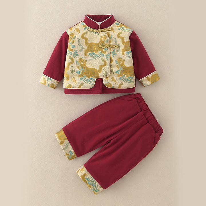 Ensemble de 2 pièces pour bébé garçon, motif tigre mignon, manches longues, pantalon à taille élastique et poches, en coton, avec Buddha Stones . - image 4