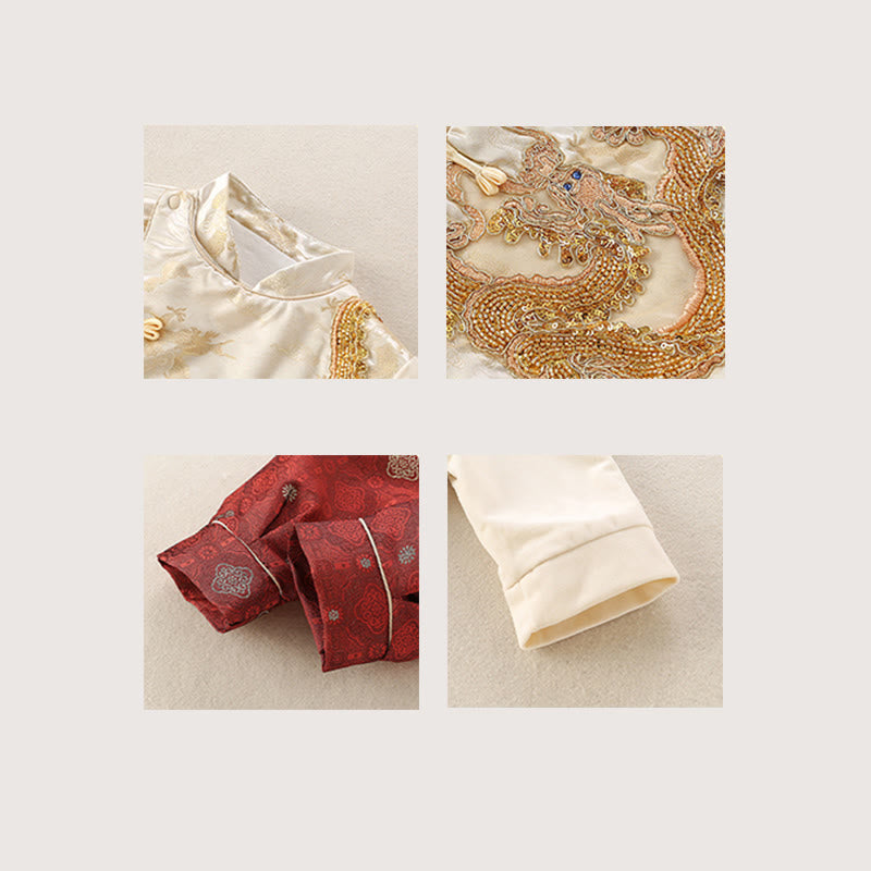 Ensemble de 2 pièces pour bébé garçon, motif dragon mignon, manches longues, pantalon à taille élastique, en coton , Buddha Stones . - image 5