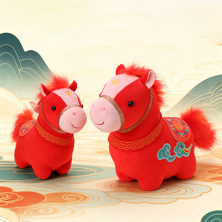 Buddha Stones Année du Cheval Peluche Poney Rouge Motif Nuage Auspicieux Décoration pour la Maison - image 9