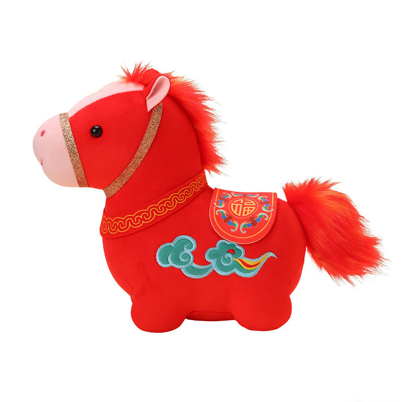 Buddha Stones Année du Cheval Peluche Poney Rouge Motif Nuage Auspicieux Décoration pour la Maison - image 11