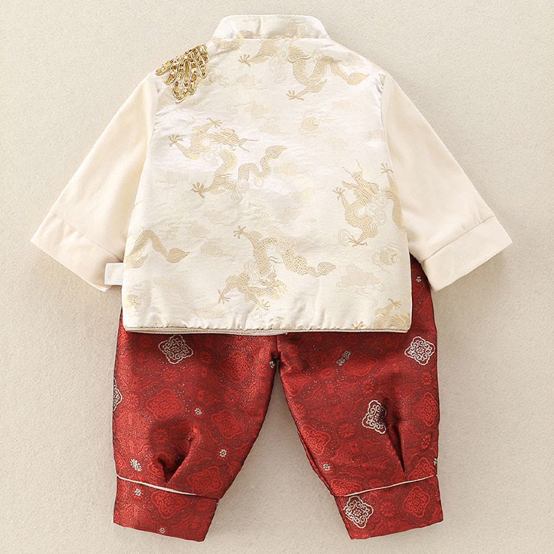 Ensemble de 2 pièces pour bébé garçon, motif dragon mignon, manches longues, pantalon à taille élastique, en coton , Buddha Stones . - image 3