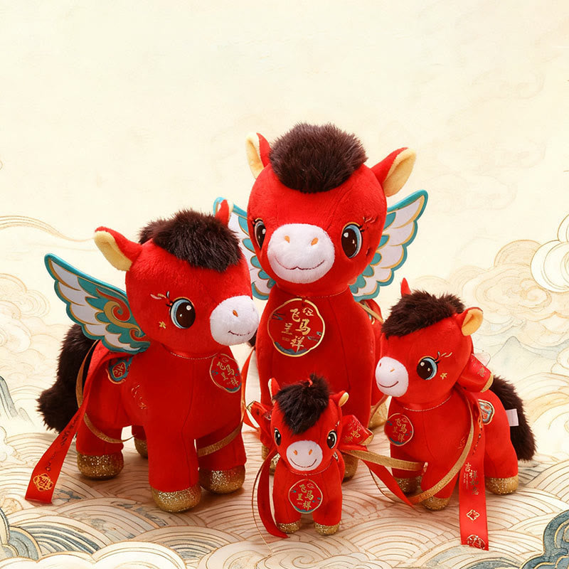 Buddha Stones Peluche Cheval Ailé ​​à Motif Nuage Auspicieux Année du Cheval, Décoration Énergétique pour la Maison - image 9