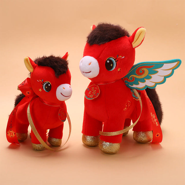 Buddha Stones Peluche Cheval Ailé ​​à Motif Nuage Auspicieux Année du Cheval, Décoration Énergétique pour la Maison - image 10