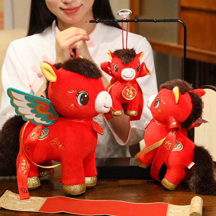 Buddha Stones Peluche Cheval Ailé ​​à Motif Nuage Auspicieux Année du Cheval, Décoration Énergétique pour la Maison - image 7