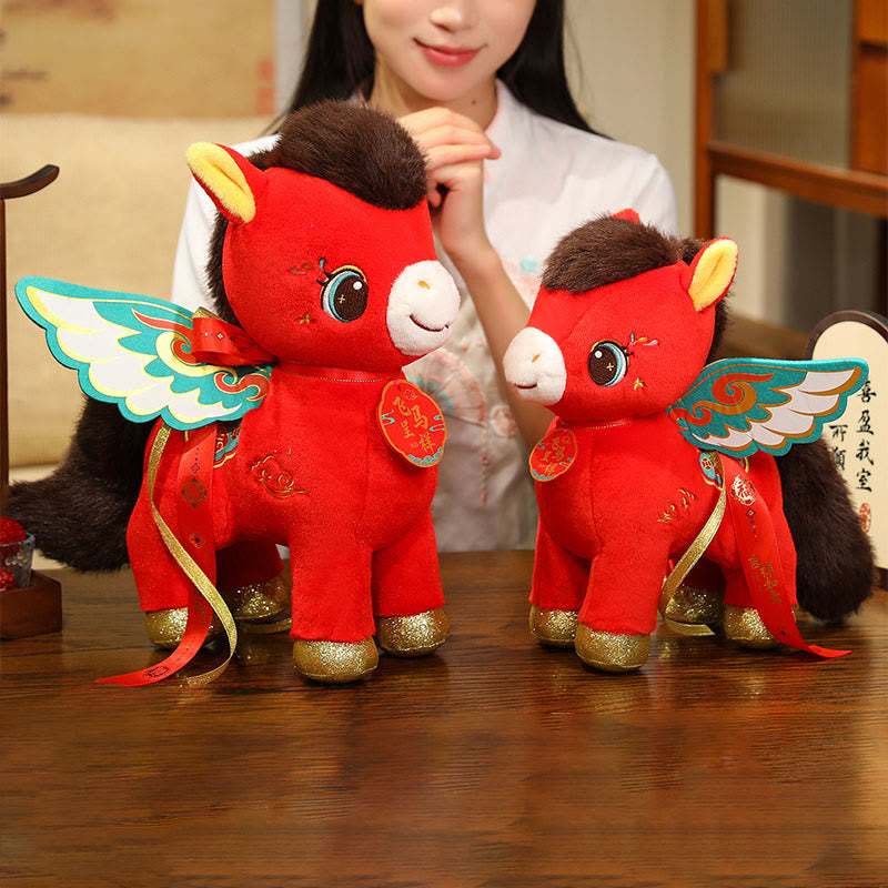 Buddha Stones Peluche Cheval Ailé ​​à Motif Nuage Auspicieux Année du Cheval, Décoration Énergétique pour la Maison - image 6