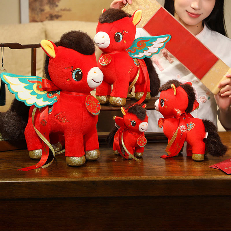 Buddha Stones Peluche Cheval Ailé ​​à Motif Nuage Auspicieux Année du Cheval, Décoration Énergétique pour la Maison - image 8