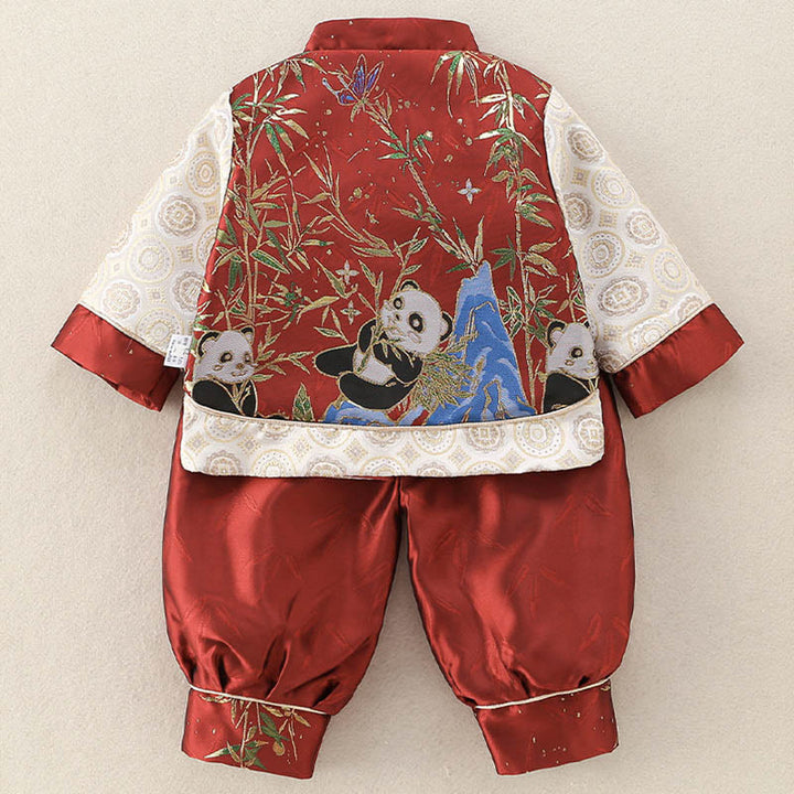 Ensemble de 2 pièces pour bébé garçon, motif panda mignon en bambou, manches longues, pantalon à taille élastique, Buddha Stones - image 3