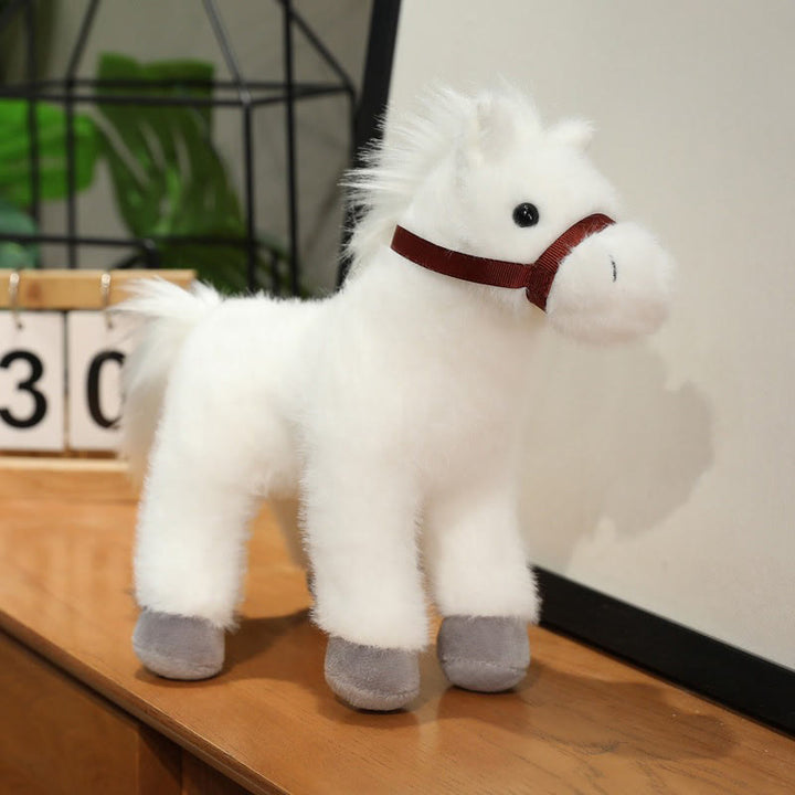 Buddha Stones Année du Cheval - Peluche Poney Uni Mignonne - Décoration de Maison Prospérité - Blanc - 23 cm (mesuré de l'oreille au pied) - image 6