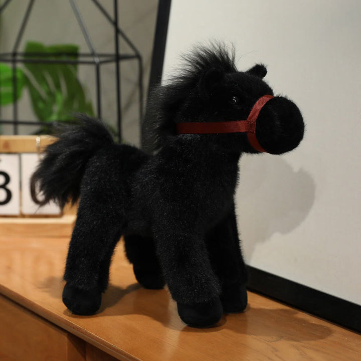 Buddha Stones Année du Cheval - Peluche Poney Uni Mignonne - Décoration de Maison Prospérité - Noir - 23 cm (mesuré de l'oreille au pied) - image 9