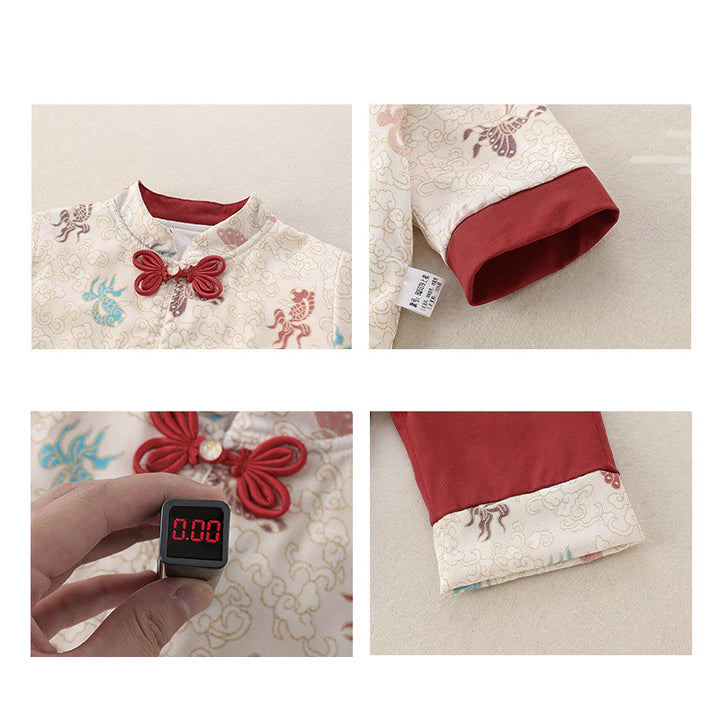 Ensemble de 2 Buddha Stones pour bébé fille, motif poissons koi et papillons, en coton, manches longues et pantalon à taille élastique. - image 5