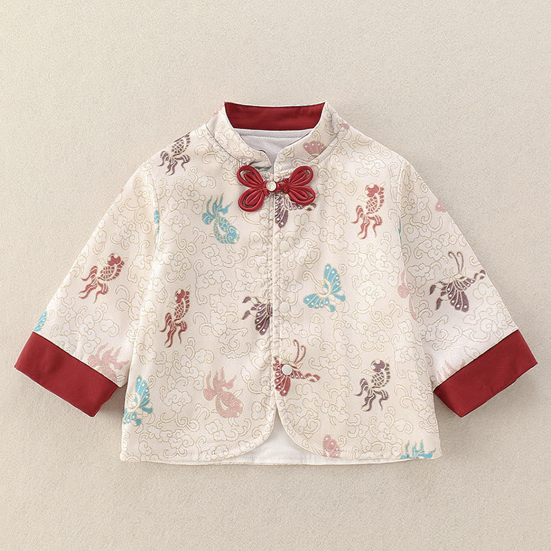Ensemble de 2 Buddha Stones pour bébé fille, motif poissons koi et papillons, en coton, manches longues et pantalon à taille élastique. - image 4