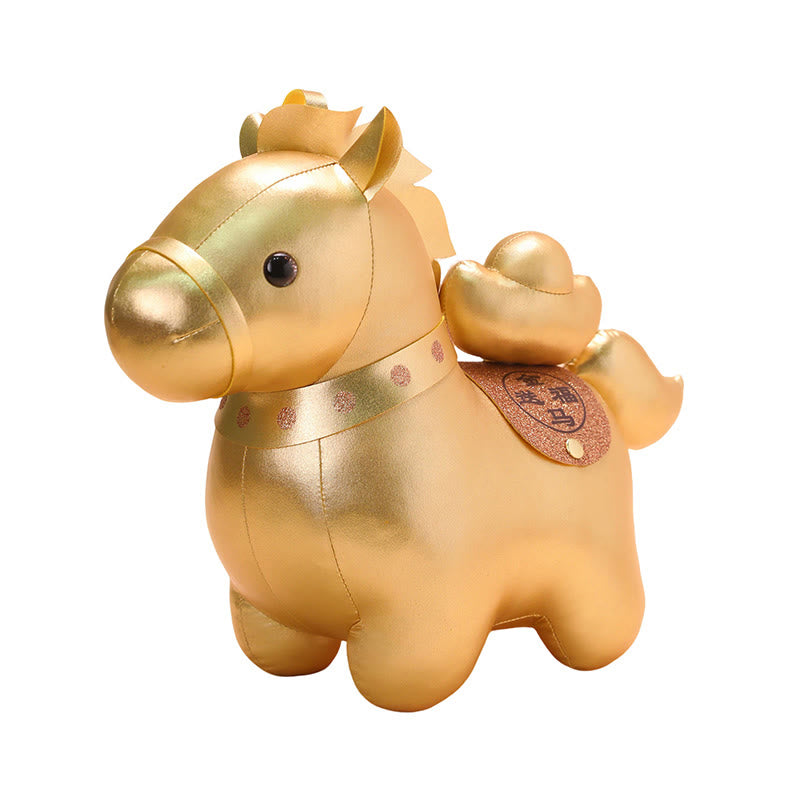 Buddha Stones Lingot d'or de l'année du Cheval, adorable poupée poney, décoration de maison symbole de prospérité - image 3