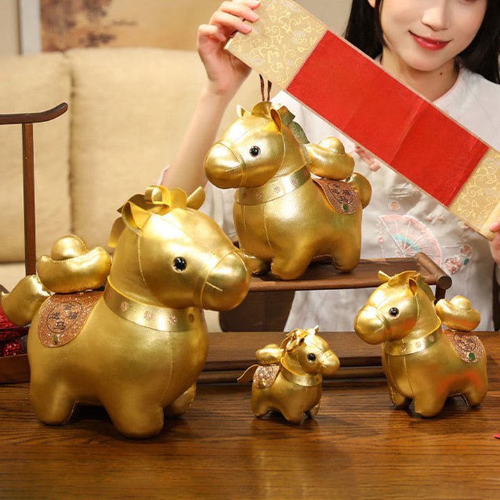 Buddha Stones Lingot d'or de l'année du Cheval, adorable poupée poney, décoration de maison symbole de prospérité - image 8