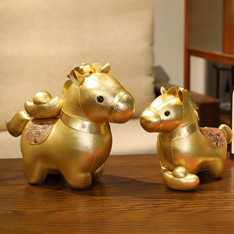 Buddha Stones Lingot d'or de l'année du Cheval, adorable poupée poney, décoration de maison symbole de prospérité - image 6