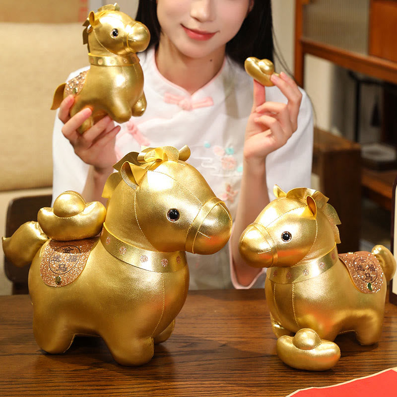 Buddha Stones Lingot d'or de l'année du Cheval, adorable poupée poney, décoration de maison symbole de prospérité - image 7