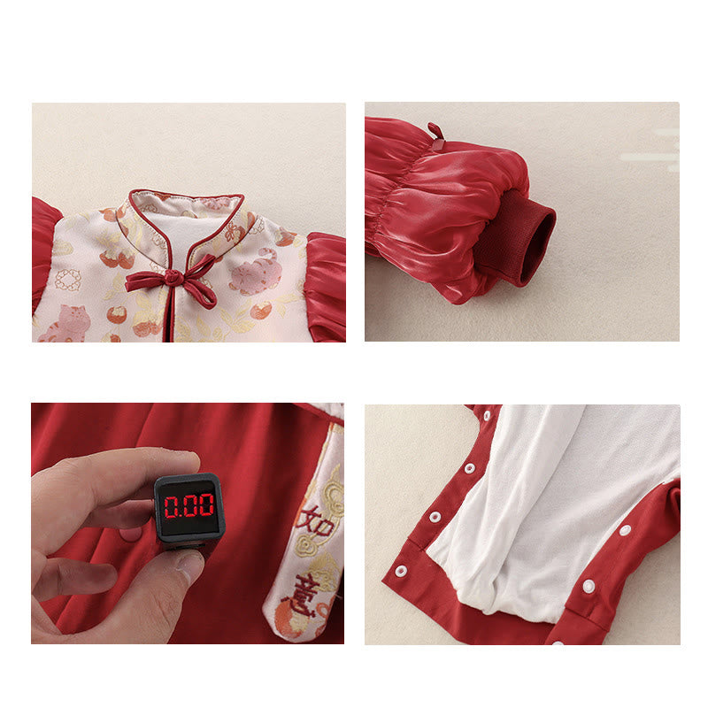 Grenouillères à manches longues en coton pour bébé fille, motif Buddha Stones , chats printaniers et kakis - image 5