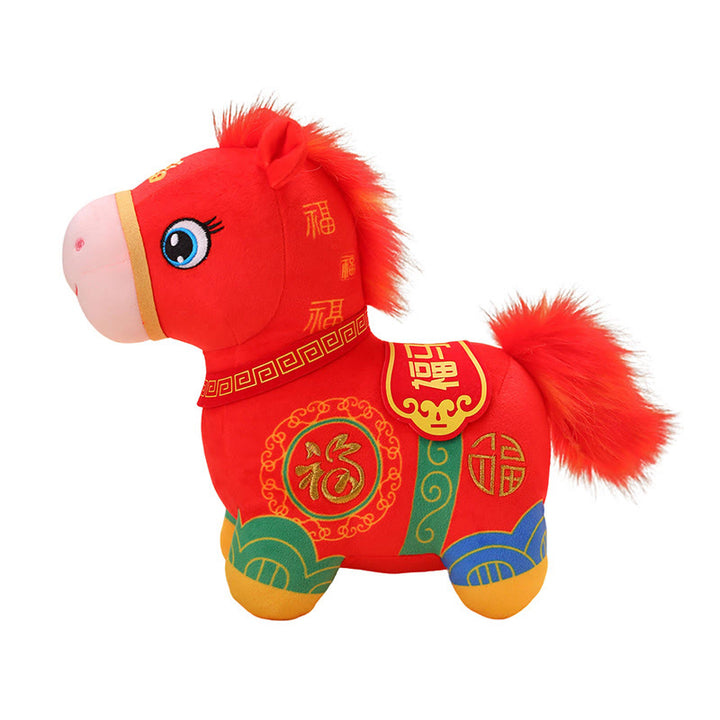 Buddha Stones Poney en peluche patchwork « Année du Cheval », symbole de bénédiction et de prospérité pour la maison - image 2