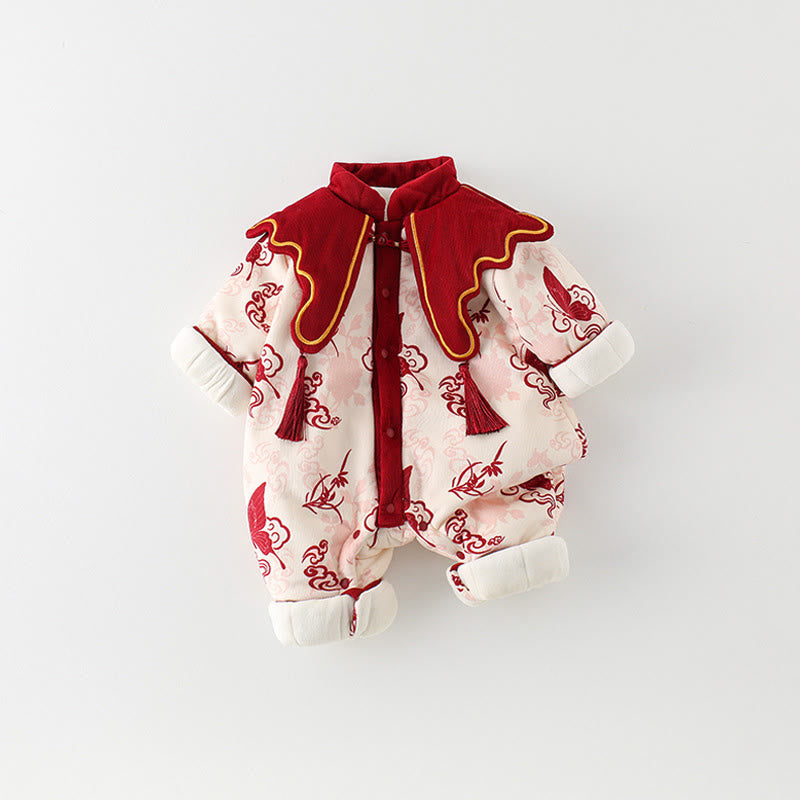 Grenouillères à manches longues en coton pour bébé fille, motif papillon d'hiver et nuages ​​de bon augure , Buddha Stones - image 3