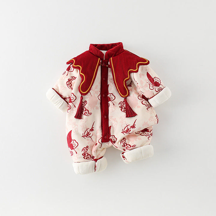 Grenouillères à manches longues en coton pour bébé fille, motif papillon d'hiver et nuages ​​de bon augure , Buddha Stones - image 3