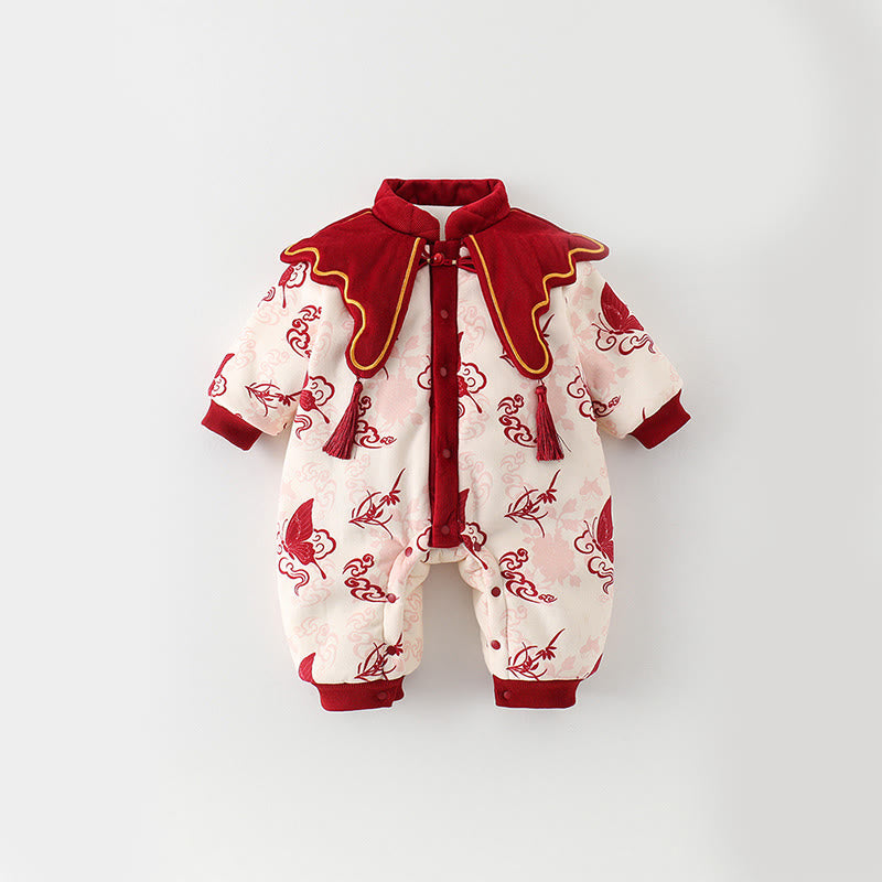 Grenouillères à manches longues en coton pour bébé fille, motif papillon d'hiver et nuages ​​de bon augure , Buddha Stones - LavandeBlush - 10-15 mois - image 0