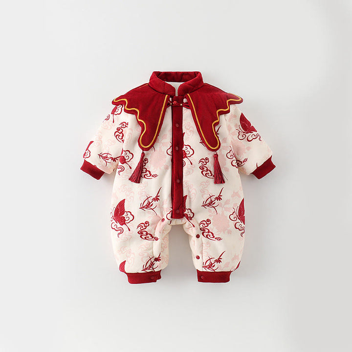 Grenouillères à manches longues en coton pour bébé fille, motif papillon d'hiver et nuages ​​de bon augure , Buddha Stones - LavandeBlush - 10-15 mois - image 0