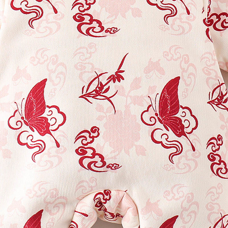 Grenouillères à manches longues en coton pour bébé fille, motif papillon d'hiver et nuages ​​de bon augure , Buddha Stones - image 10