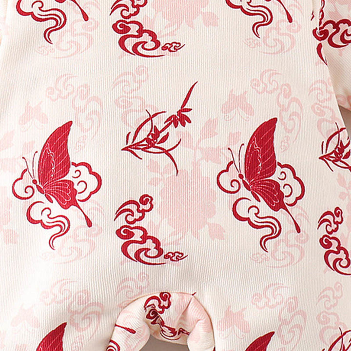 Grenouillères à manches longues en coton pour bébé fille, motif papillon d'hiver et nuages ​​de bon augure , Buddha Stones - image 10