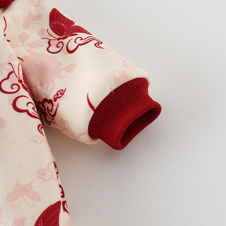 Grenouillères à manches longues en coton pour bébé fille, motif papillon d'hiver et nuages ​​de bon augure , Buddha Stones - image 8