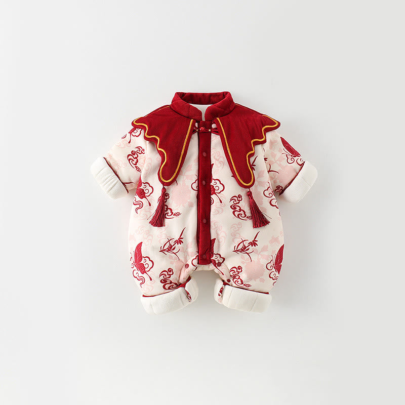 Grenouillères à manches longues en coton pour bébé fille, motif papillon d'hiver et nuages ​​de bon augure , Buddha Stones - image 1