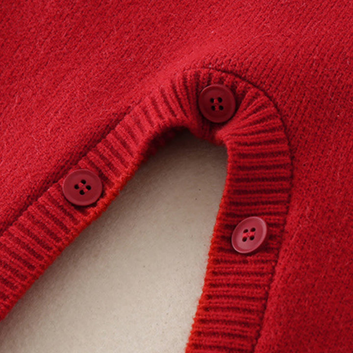 Combinaison bébé fille à manches longues en maille, motif diamant rouge et Buddha Stones , automne-hiver - image 9