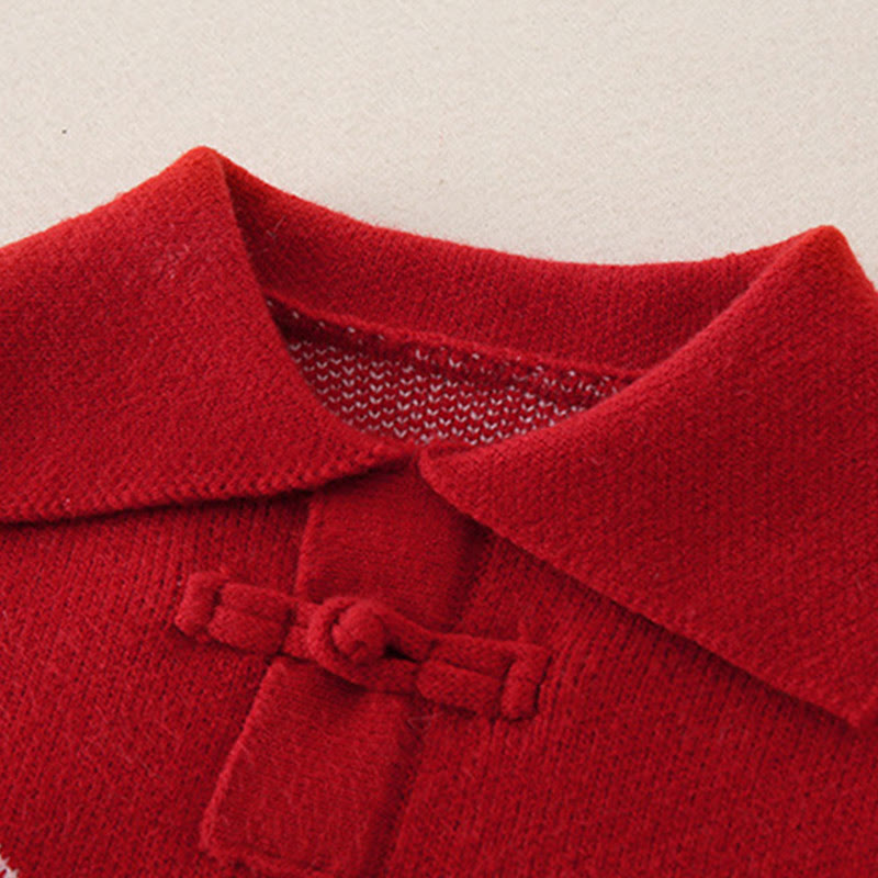 Combinaison bébé fille à manches longues en maille, motif diamant rouge et Buddha Stones , automne-hiver - image 6