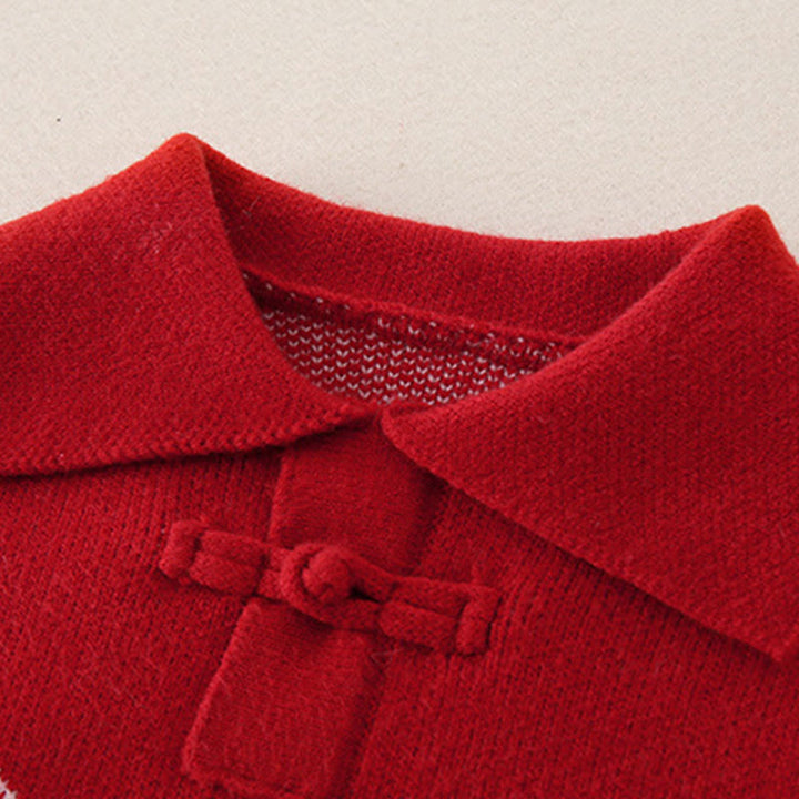 Combinaison bébé fille à manches longues en maille, motif diamant rouge et Buddha Stones , automne-hiver - image 6