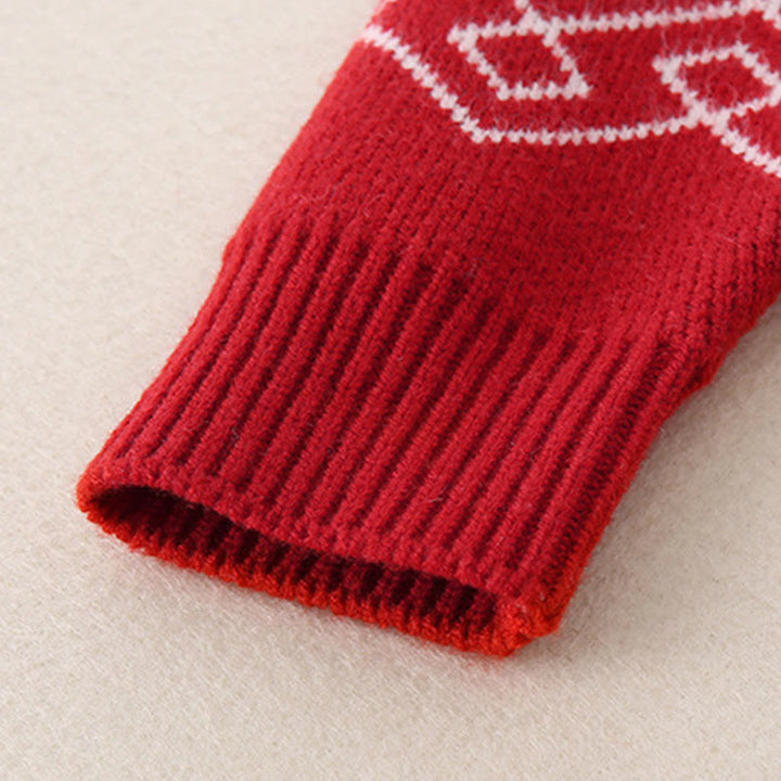 Combinaison bébé fille à manches longues en maille, motif diamant rouge et Buddha Stones , automne-hiver - image 8