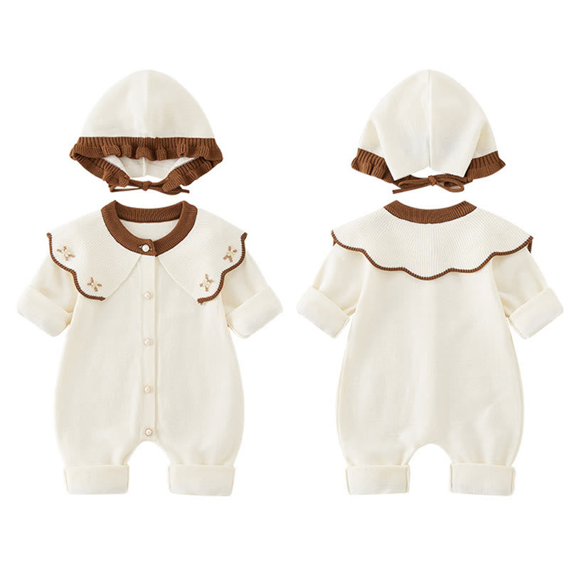 Combinaison bébé fille à manches longues et capuche, en maille, motif color block printemps/automne, Buddha Stones - image 6