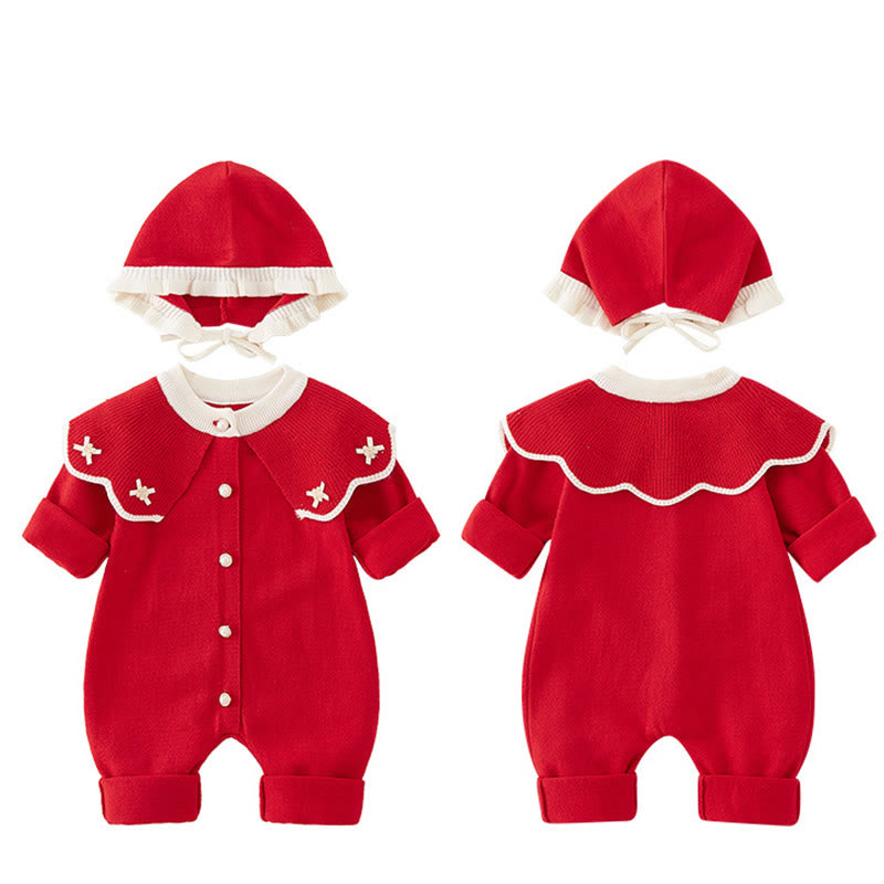 Combinaison bébé fille à manches longues et capuche, en maille, motif color block printemps/automne, Buddha Stones - image 3